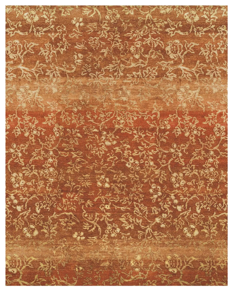 5' X 8' Red Orange And Gold Wool Floral Hand Knotted Area Rug Homeroots Home Decor