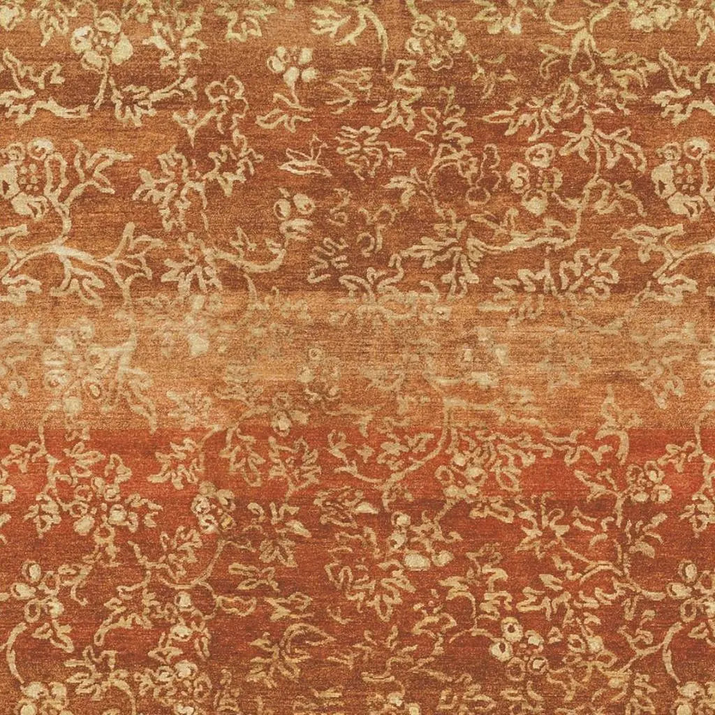 5' X 8' Red Orange And Gold Wool Floral Hand Knotted Area Rug Homeroots Home Decor