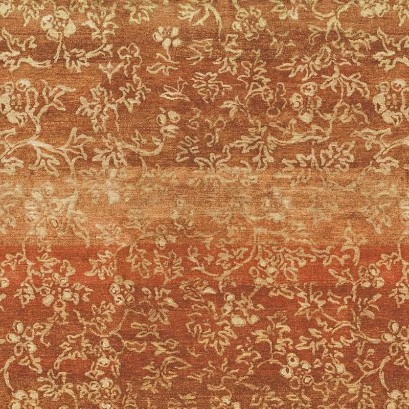 5' X 8' Red Orange And Gold Wool Floral Hand Knotted Area Rug Homeroots Home Decor