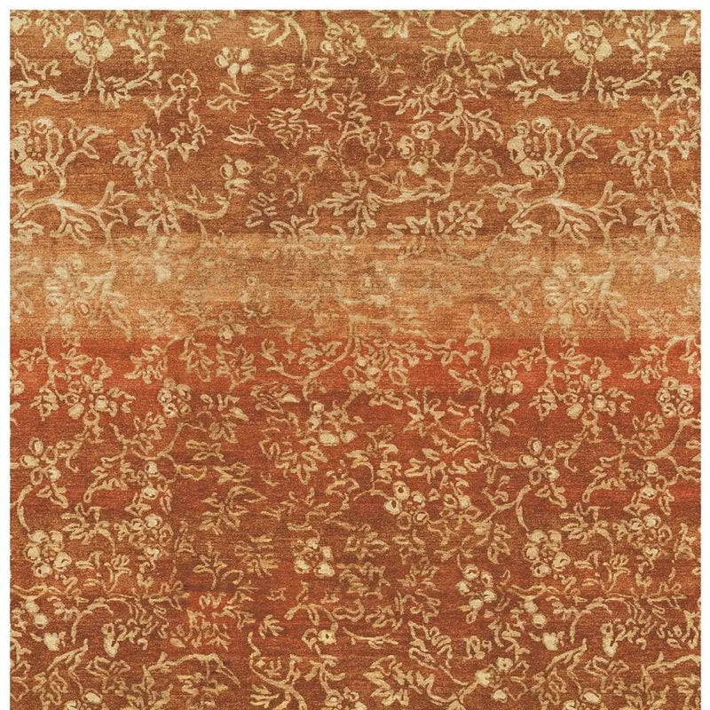 5' X 8' Red Orange And Gold Wool Floral Hand Knotted Area Rug Homeroots Home Decor