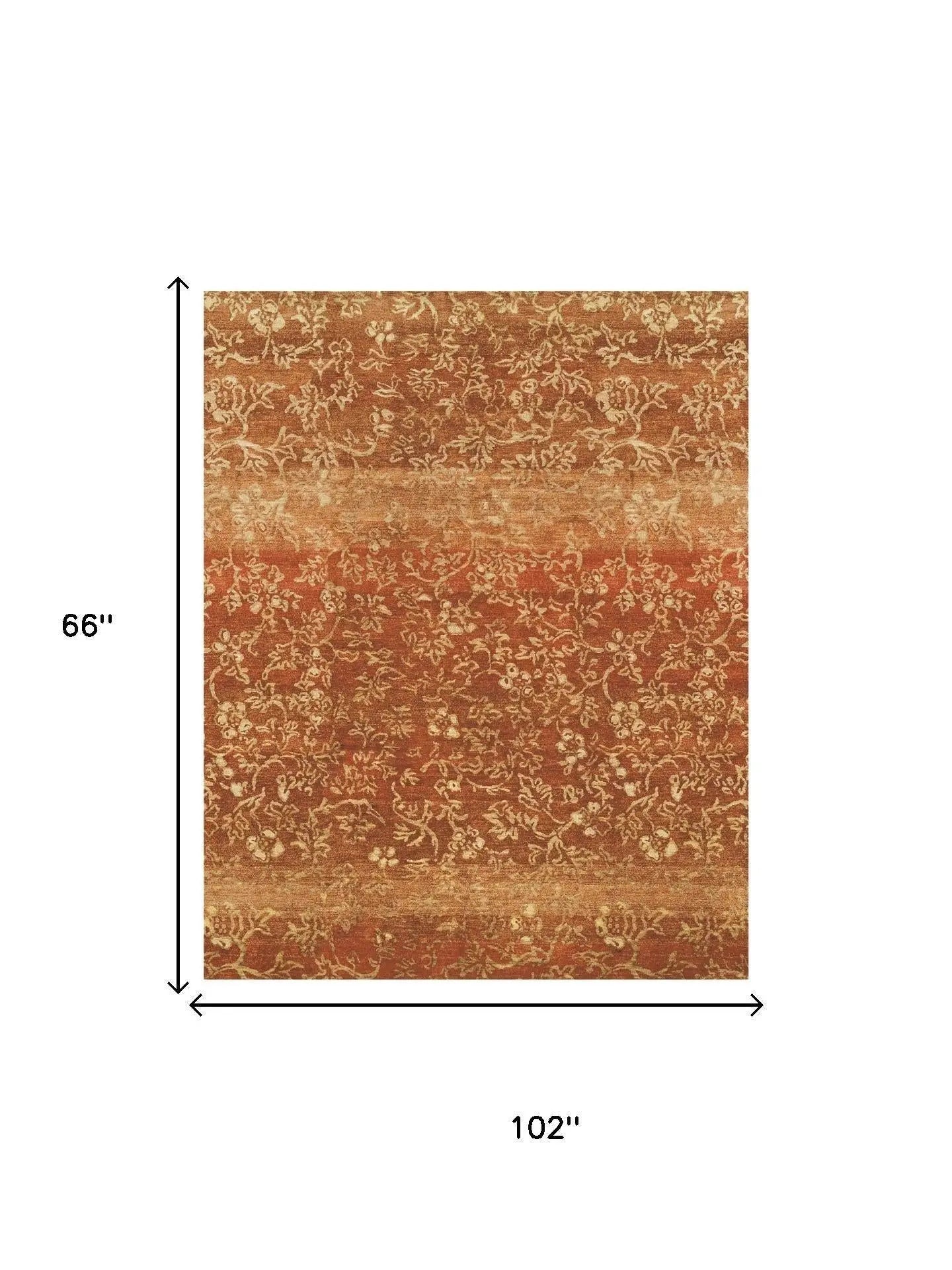 5' X 8' Red Orange And Gold Wool Floral Hand Knotted Area Rug Homeroots Home Decor