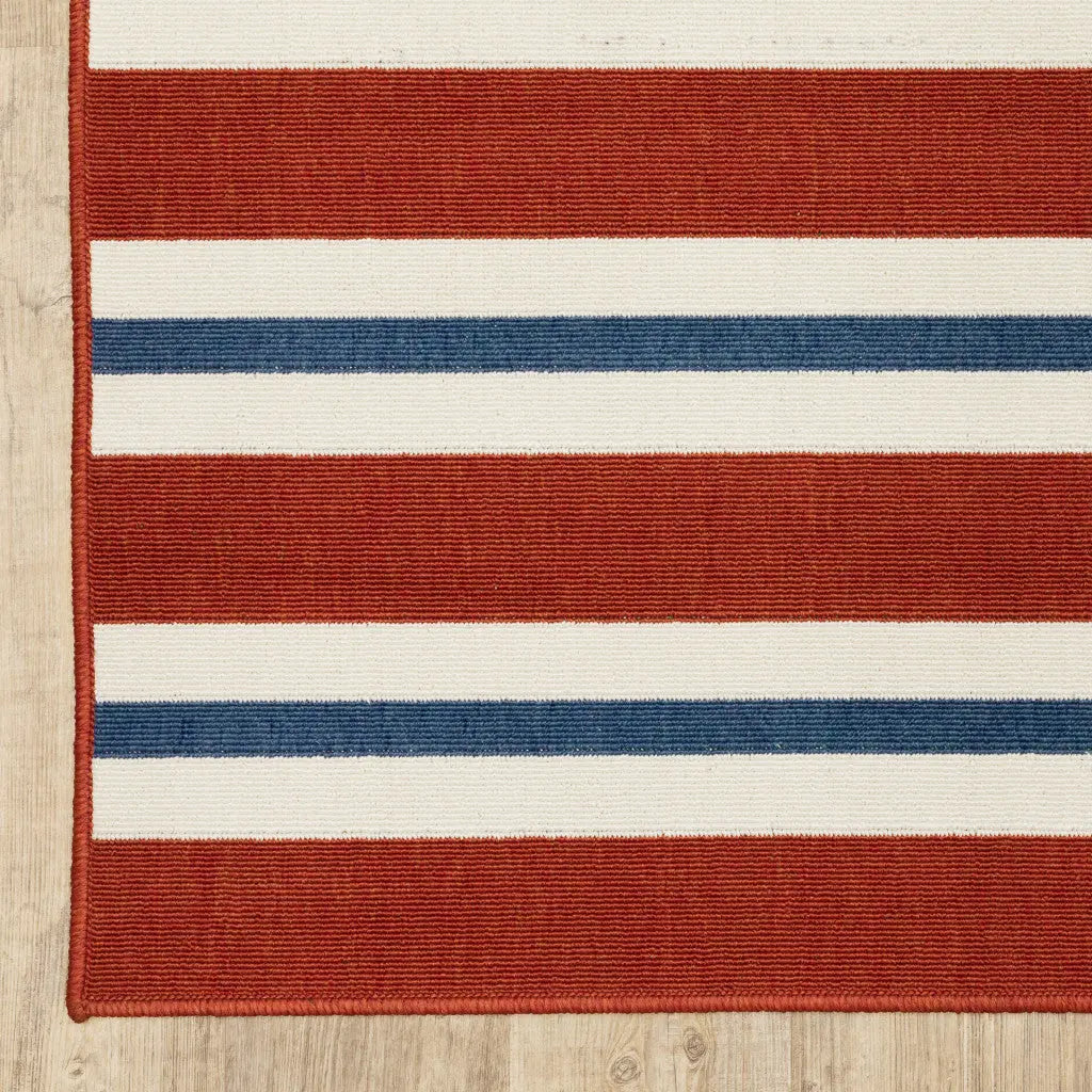 5' X 8' Red and Ivory Geometric Stain Resistant Indoor Outdoor Area Rug Homeroots Outdoor