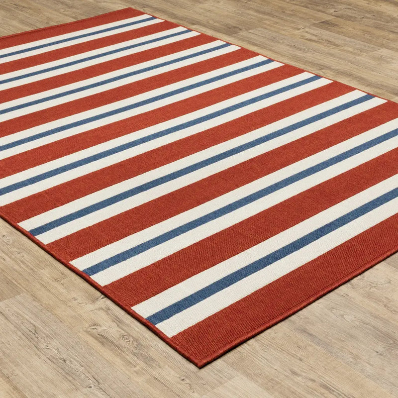 5' X 8' Red and Ivory Geometric Stain Resistant Indoor Outdoor Area Rug Homeroots Outdoor