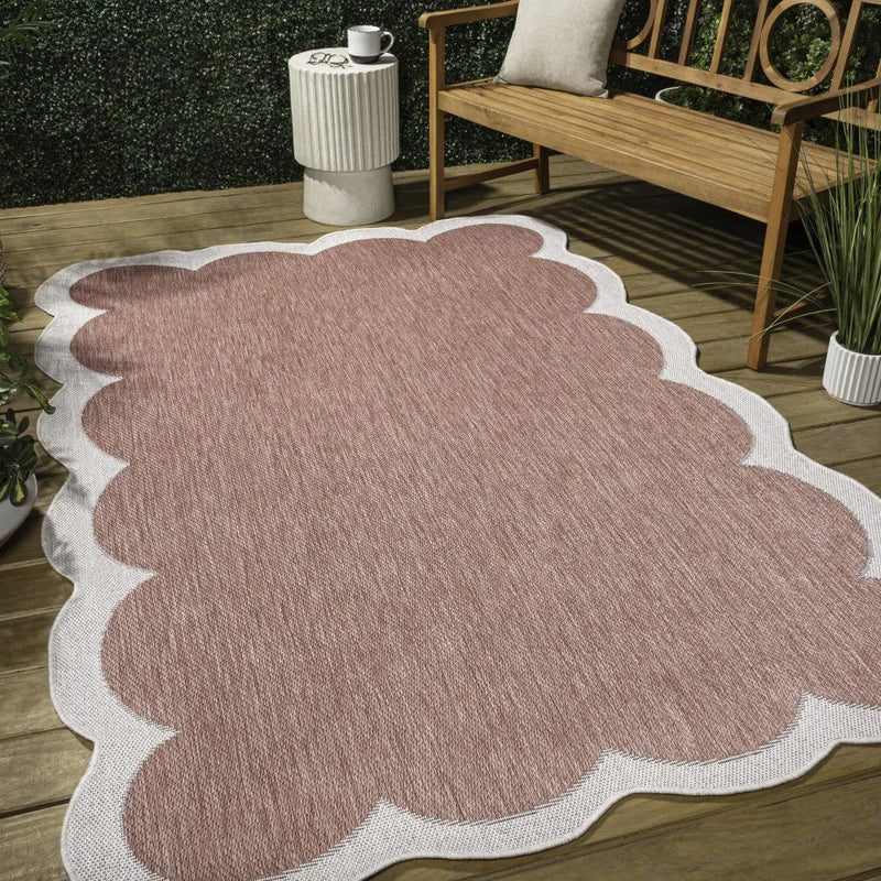 5' X 8' Rose And Cream Indoor Outdoor Area Rug Homeroots Outdoor
