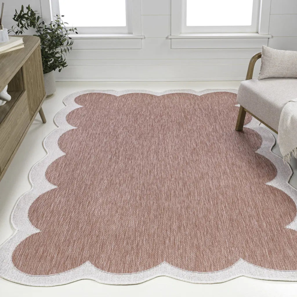 5' X 8' Rose And Cream Indoor Outdoor Area Rug Homeroots Outdoor