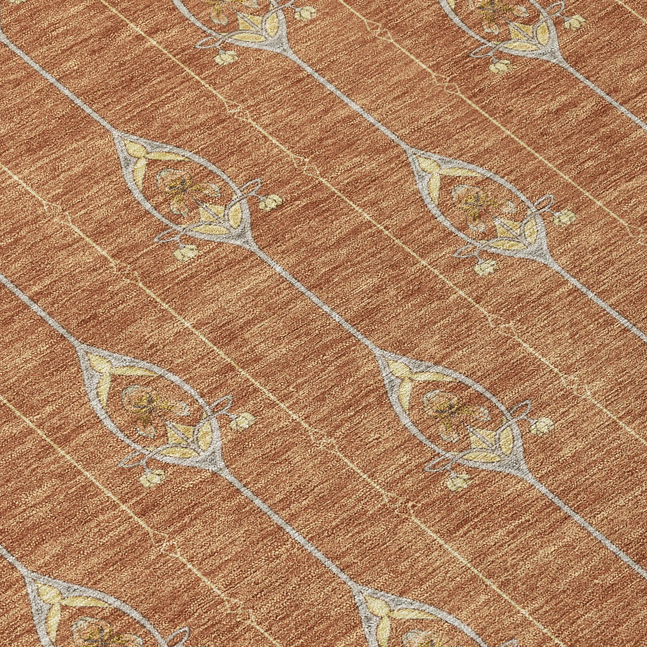 5' X 8' Rust And Linen Geometric Washable Indoor Outdoor Area Rug Homeroots Outdoor