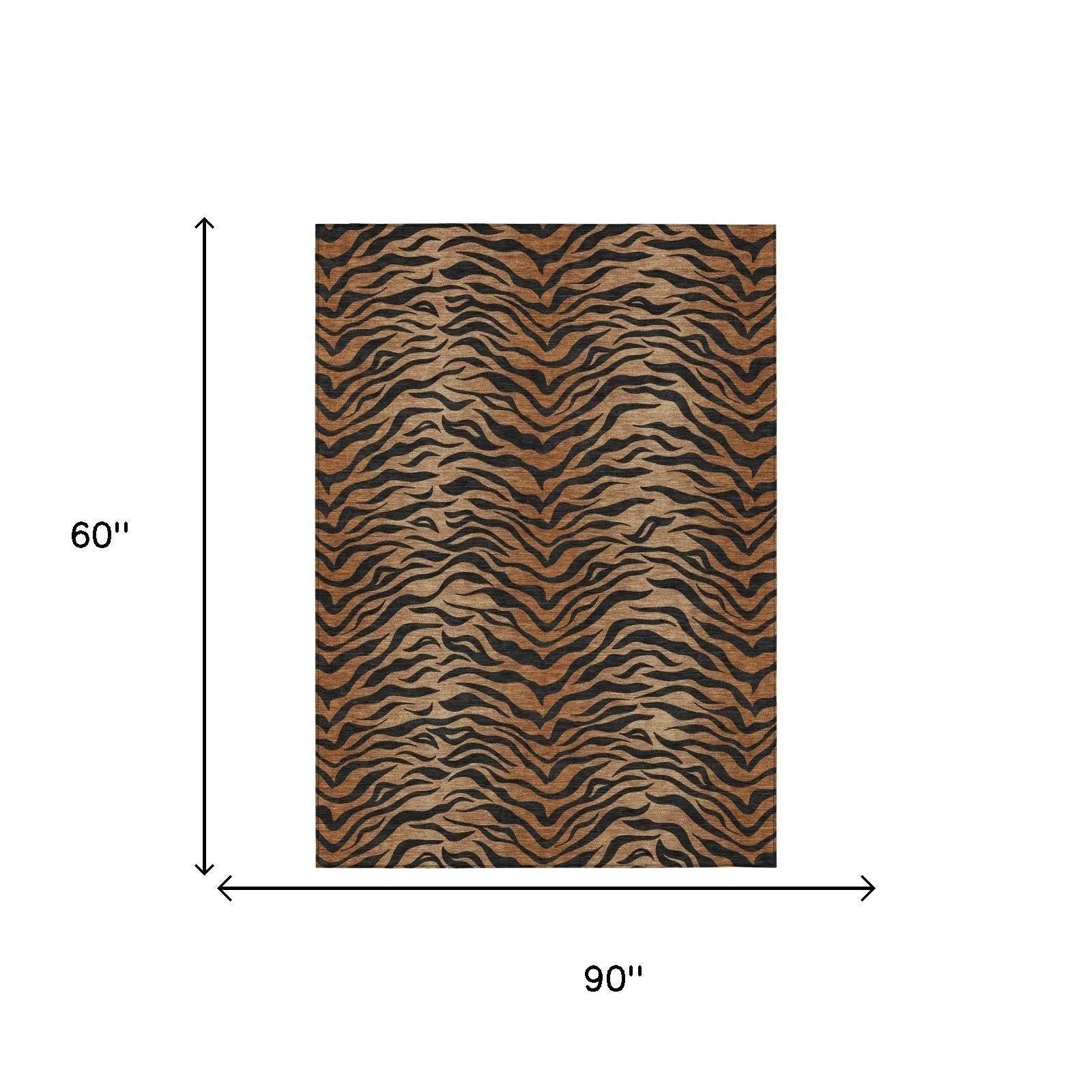 5' X 8' Rust And Orange Animal Print Washable Indoor Outdoor Area Rug Homeroots Outdoor