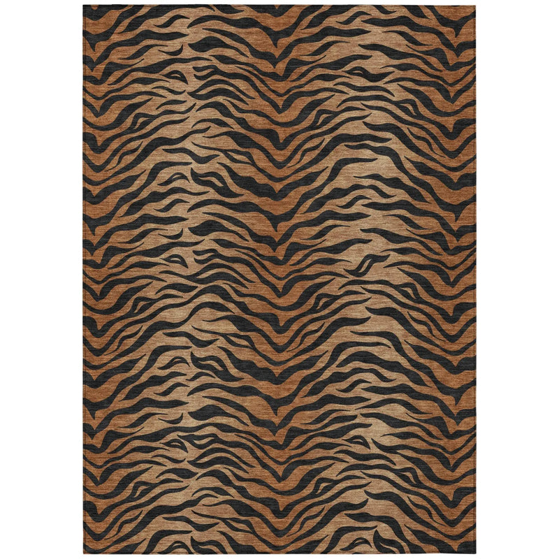 5' X 8' Rust And Orange Animal Print Washable Indoor Outdoor Area Rug Homeroots Outdoor