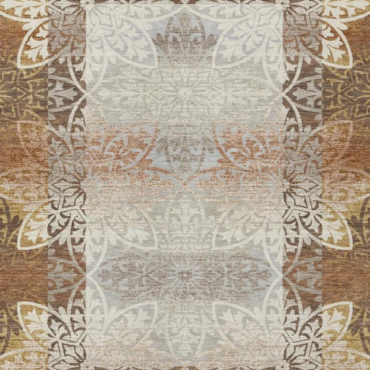 5' X 8' Rust And Orange Oriental Washable Indoor Outdoor Area Rug Homeroots Outdoor