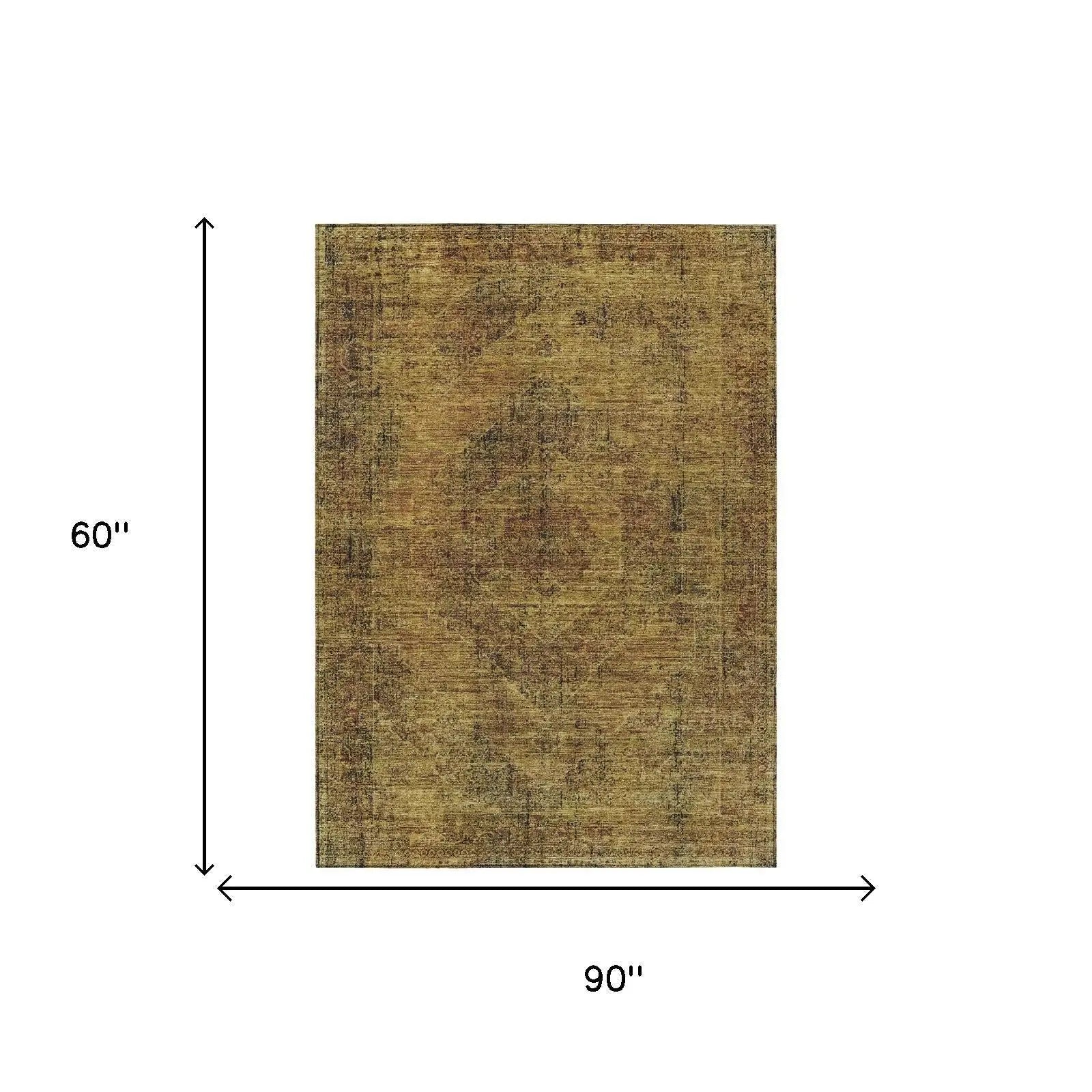 5' X 8' Rust And Orange Oriental Washable Indoor Outdoor Area Rug Homeroots Outdoor