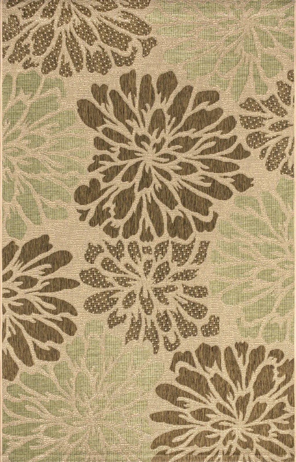 5' X 8' Sage And Brown Floral Indoor Outdoor Area Rug Homeroots Outdoor