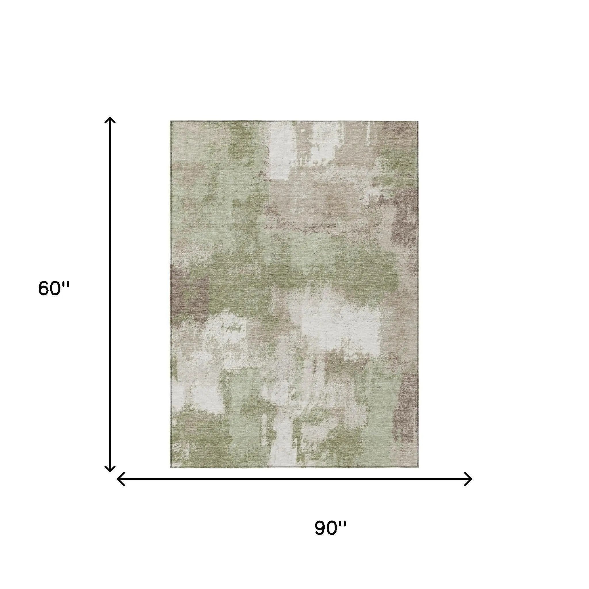 5' X 8' Sage And Green Abstract Washable Indoor Outdoor Area Rug Homeroots Outdoor