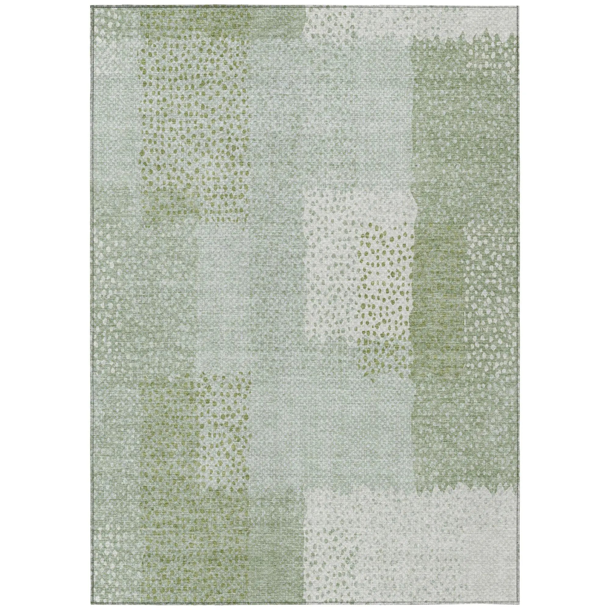 5' X 8' Sage And Green Abstract Washable Indoor Outdoor Area Rug Homeroots Outdoor
