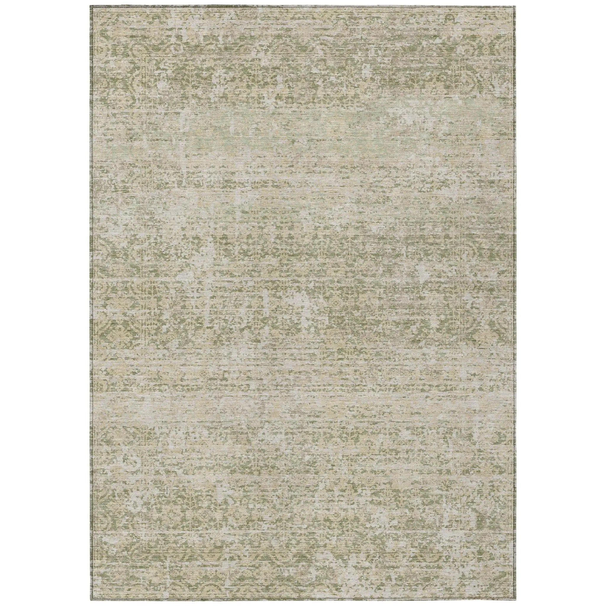 5' X 8' Sage And Green Abstract Washable Indoor Outdoor Area Rug Homeroots Outdoor