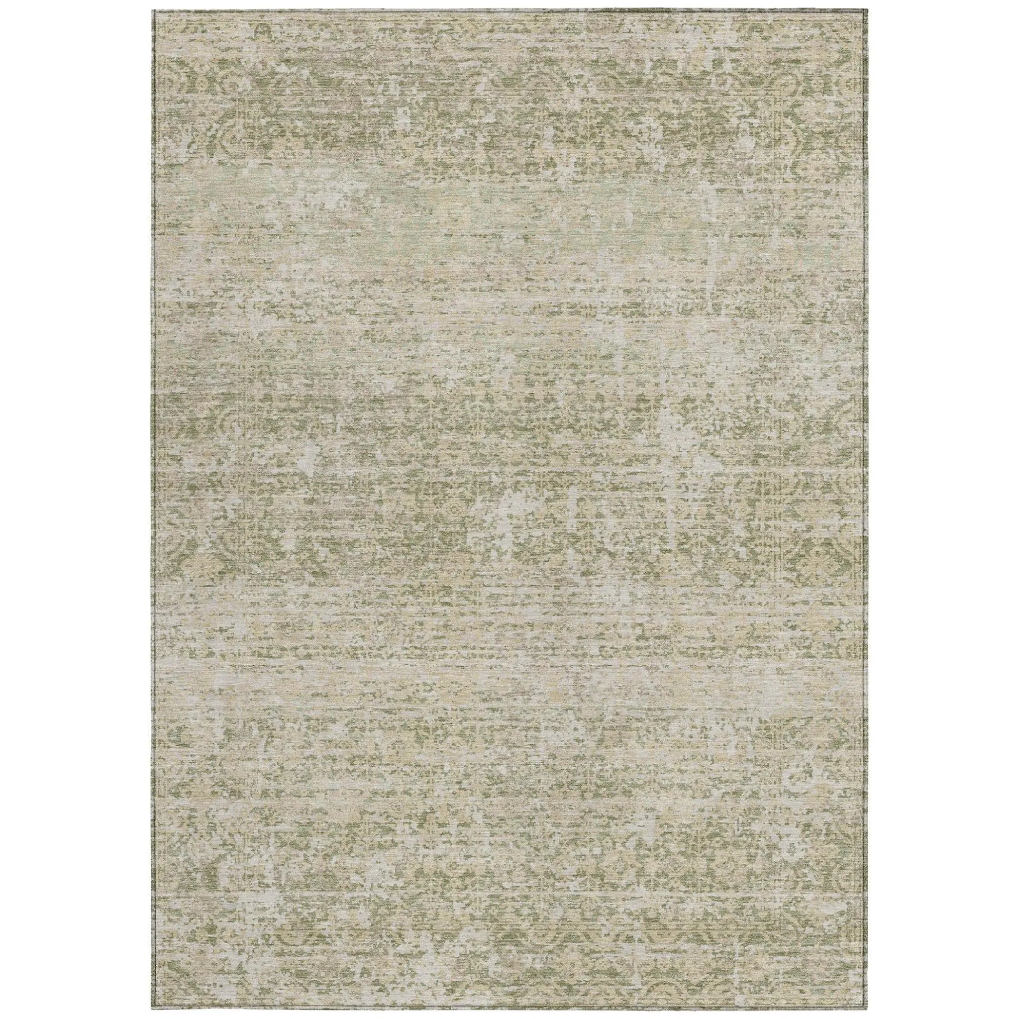 5' X 8' Sage And Green Abstract Washable Indoor Outdoor Area Rug Homeroots Outdoor