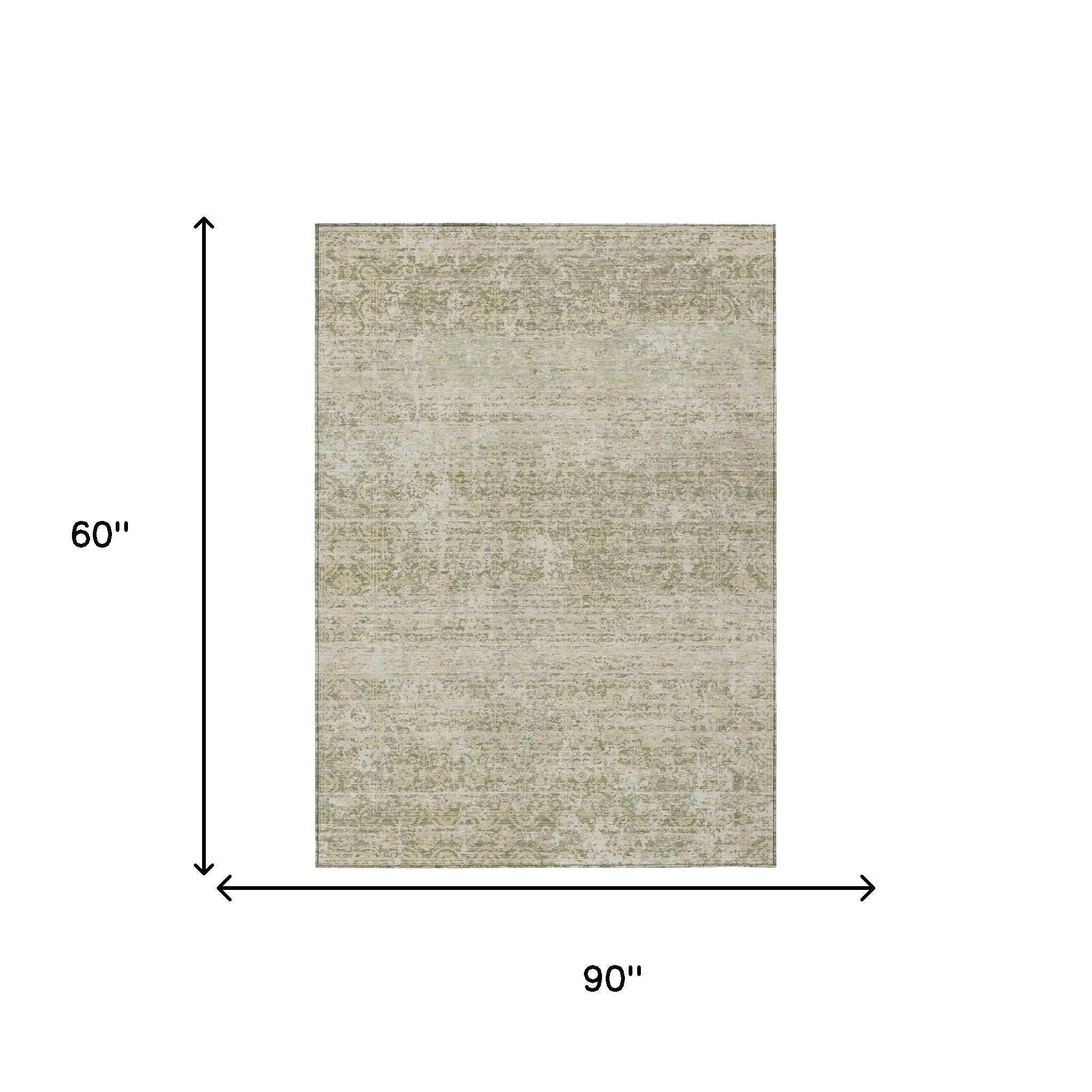 5' X 8' Sage And Green Abstract Washable Indoor Outdoor Area Rug Homeroots Outdoor