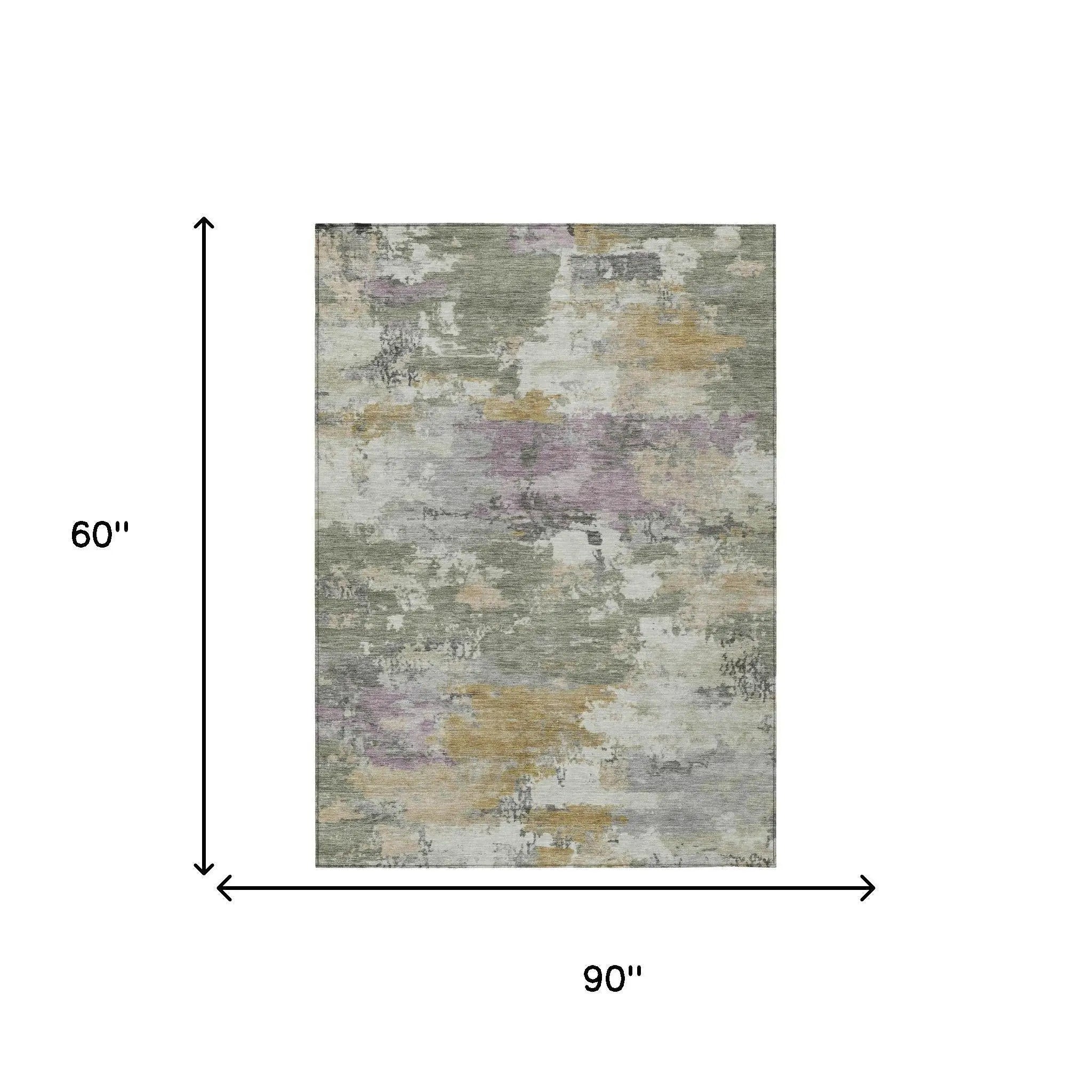 5' X 8' Sage And Green Abstract Washable Indoor Outdoor Area Rug Homeroots Outdoor