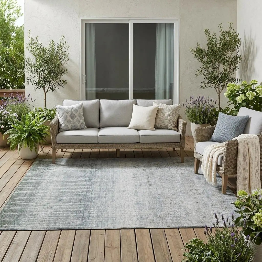 5' X 8' Sage And Green Abstract Washable Indoor Outdoor Area Rug Homeroots Outdoor