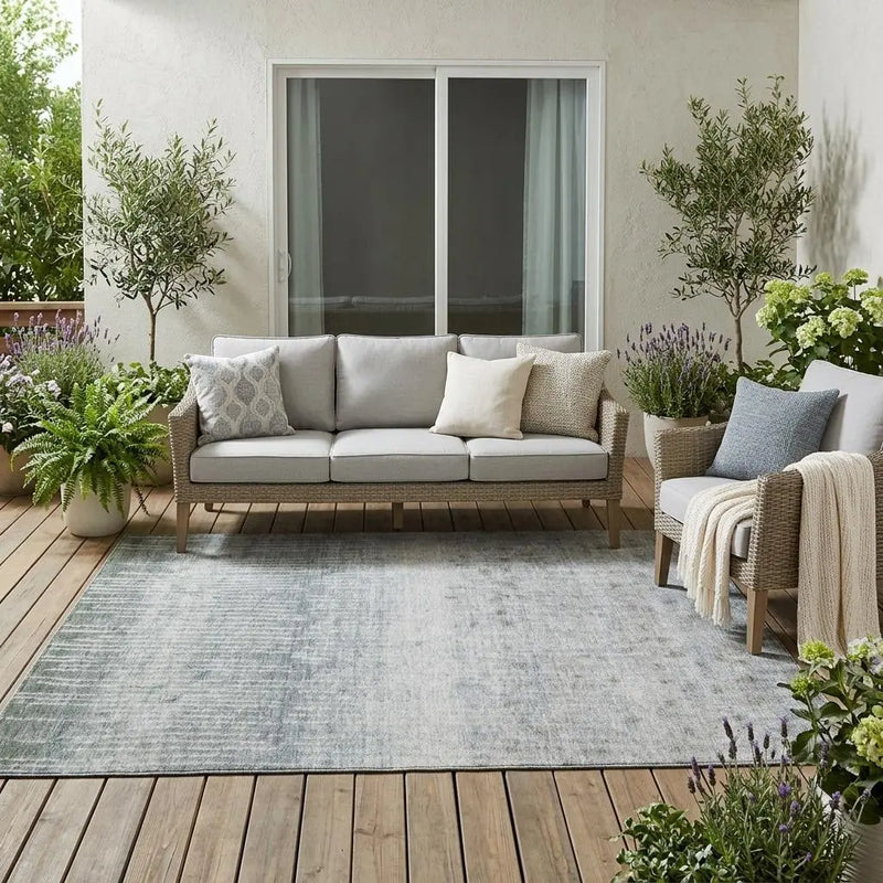 5' X 8' Sage And Green Abstract Washable Indoor Outdoor Area Rug Homeroots Outdoor