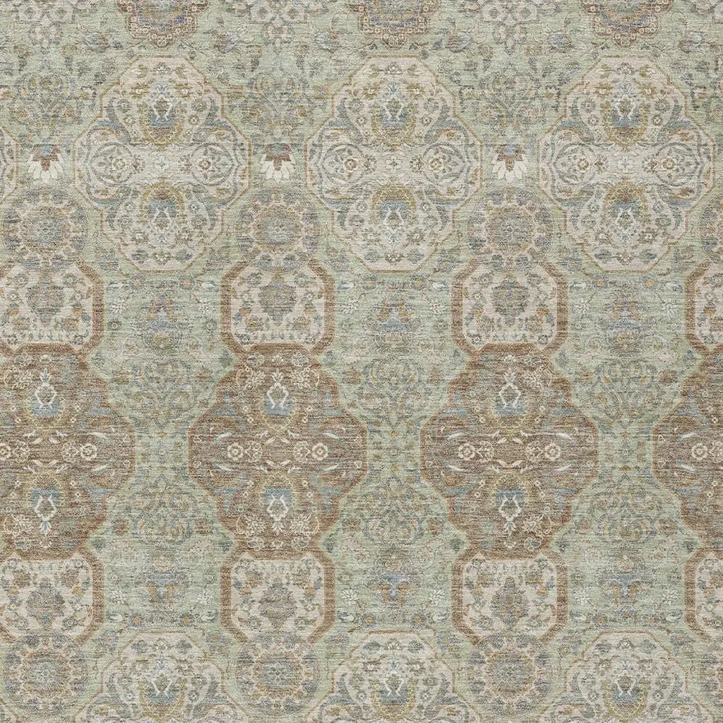 5' X 8' Sage And Green Floral Washable Indoor Outdoor Area Rug Homeroots Outdoor