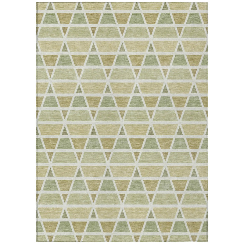 5' X 8' Sage And Green Geometric Washable Indoor Outdoor Area Rug Homeroots Outdoor