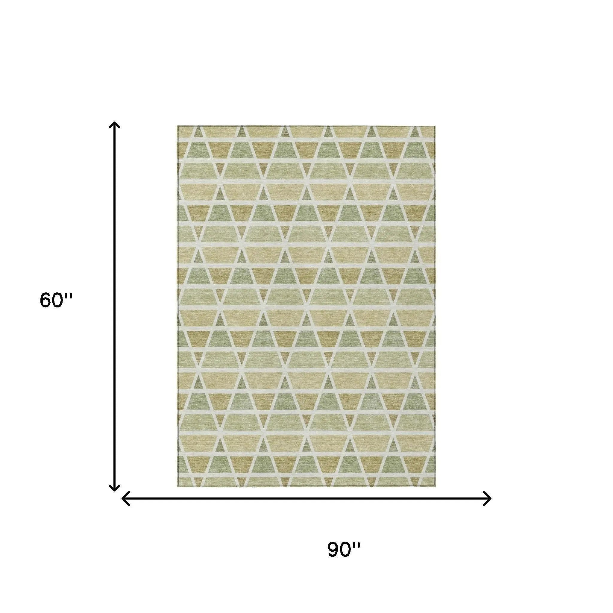 5' X 8' Sage And Green Geometric Washable Indoor Outdoor Area Rug Homeroots Outdoor