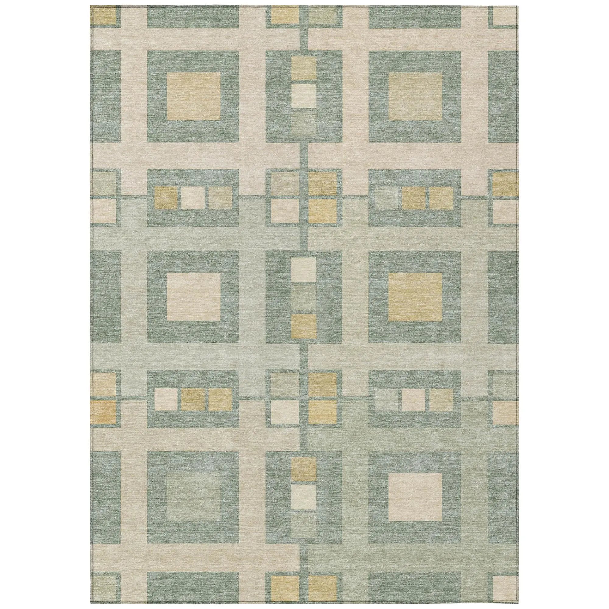 5' X 8' Sage And Green Geometric Washable Indoor Outdoor Area Rug Homeroots Outdoor