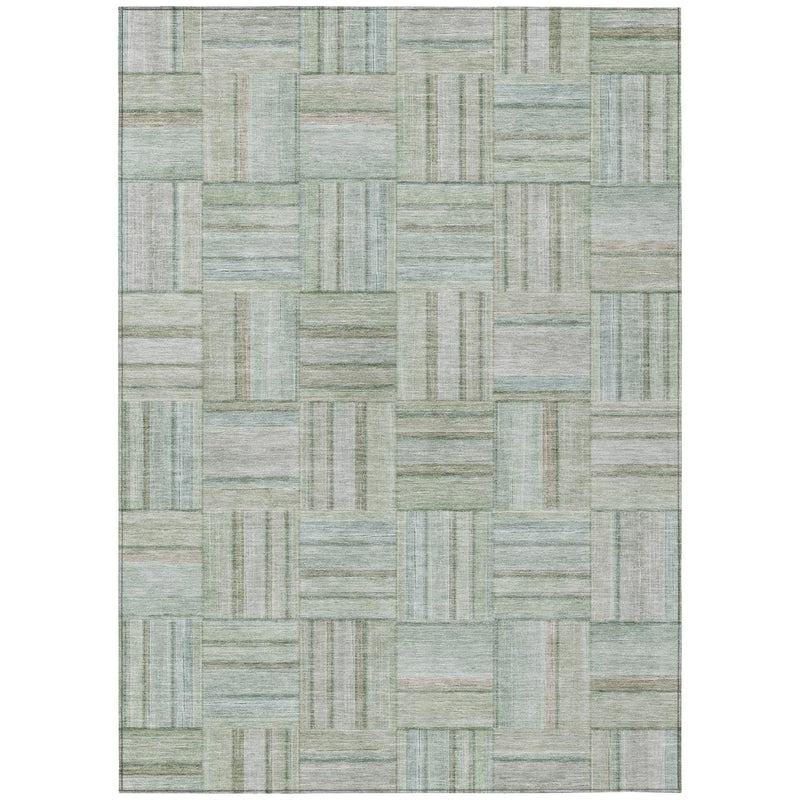 5' X 8' Sage And Green Geometric Washable Indoor Outdoor Area Rug Homeroots Outdoor