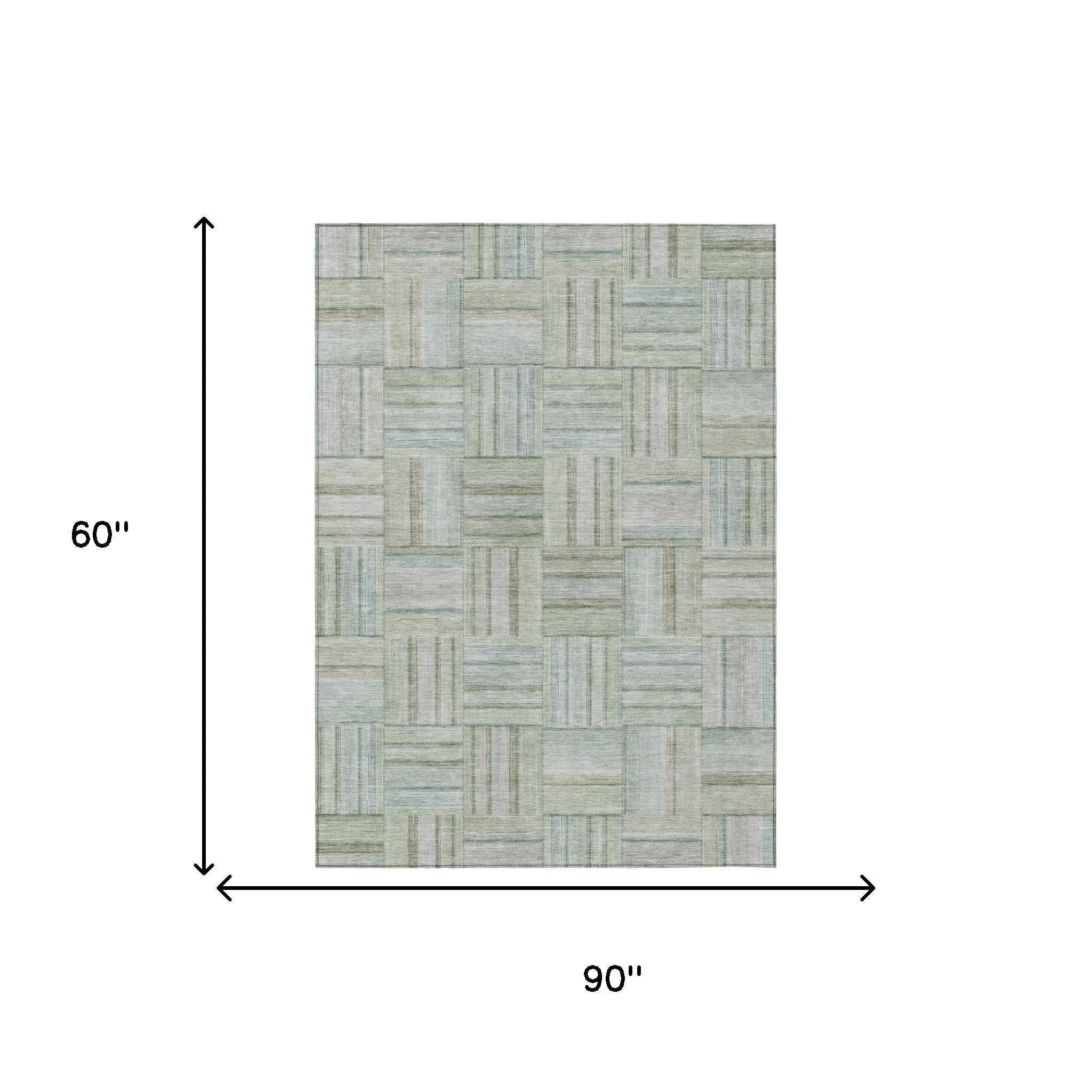 5' X 8' Sage And Green Geometric Washable Indoor Outdoor Area Rug Homeroots Outdoor