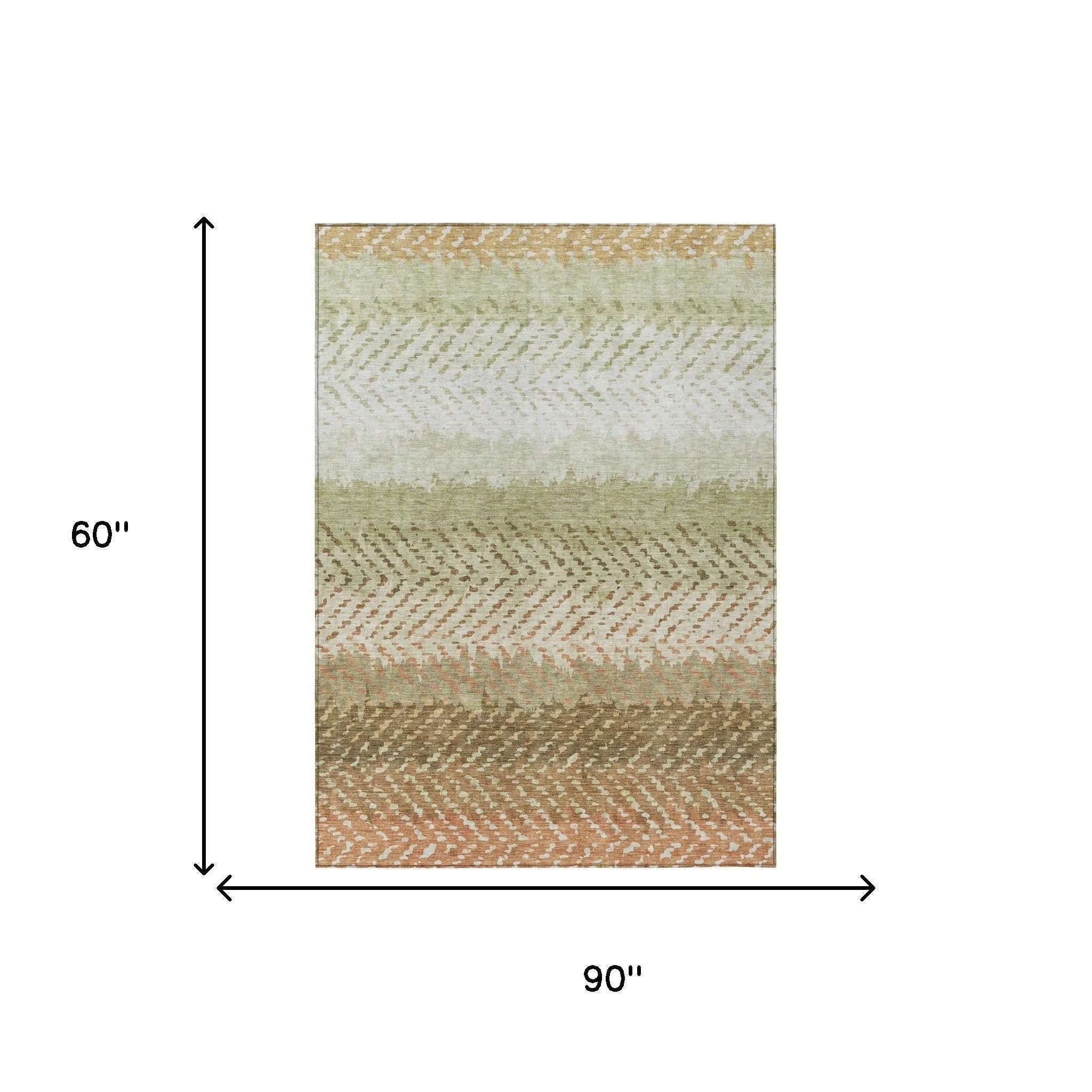5' X 8' Sage And Green Striped Washable Indoor Outdoor Area Rug Homeroots Outdoor