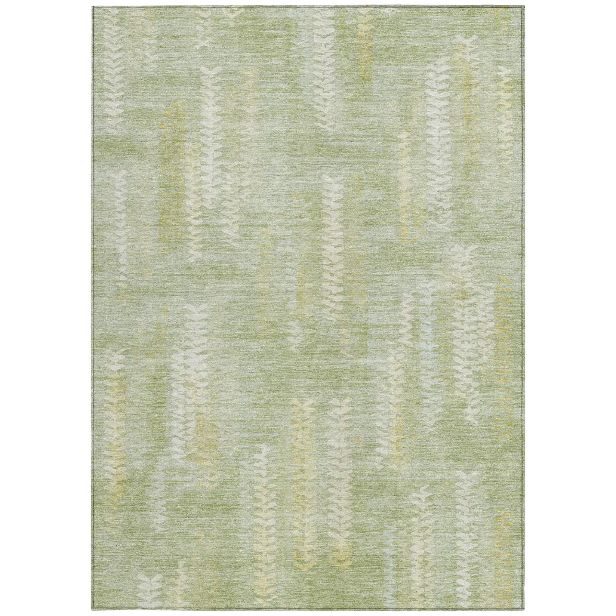 5' X 8' Sage And Green Striped Washable Indoor Outdoor Area Rug Homeroots Outdoor