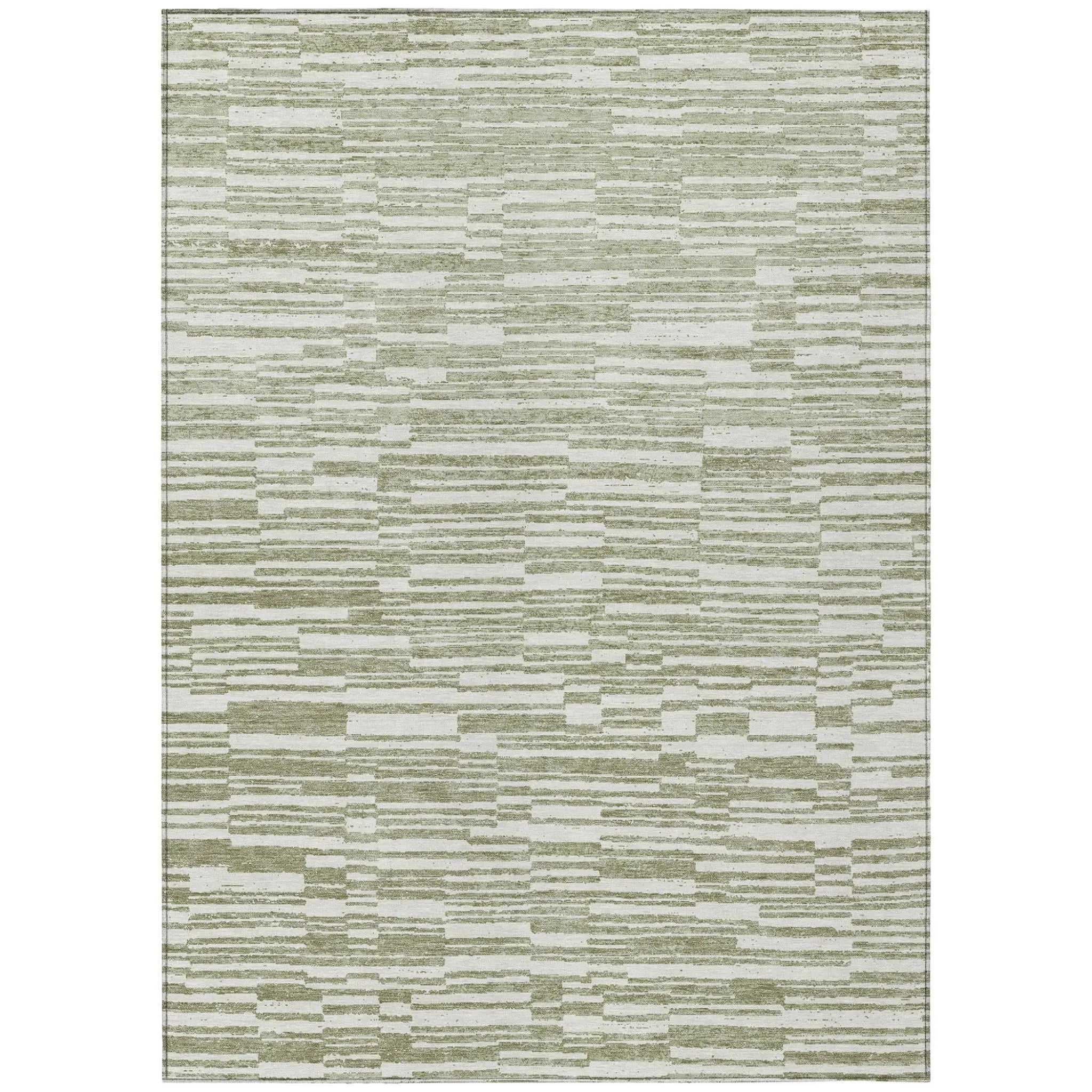 5' X 8' Sage And Green Striped Washable Indoor Outdoor Area Rug Homeroots Outdoor