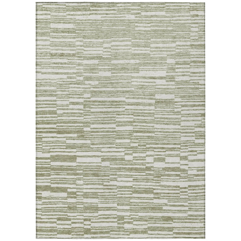 5' X 8' Sage And Green Striped Washable Indoor Outdoor Area Rug Homeroots Outdoor