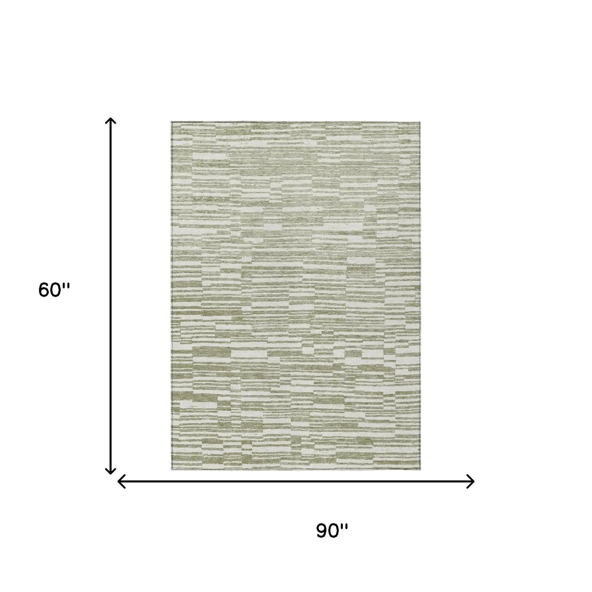 5' X 8' Sage And Green Striped Washable Indoor Outdoor Area Rug Homeroots Outdoor
