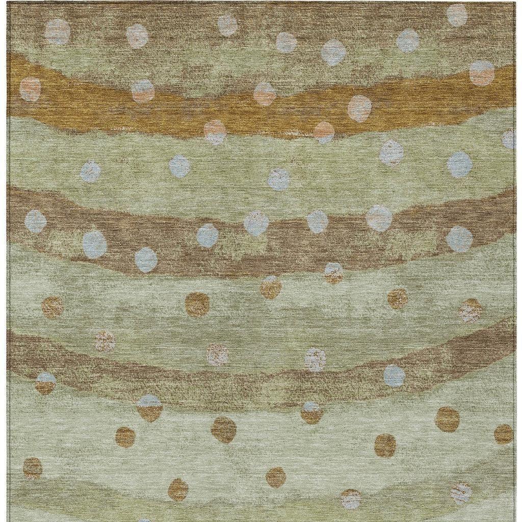 5' X 8' Sage And Green Striped Washable Indoor Outdoor Area Rug Homeroots Outdoor