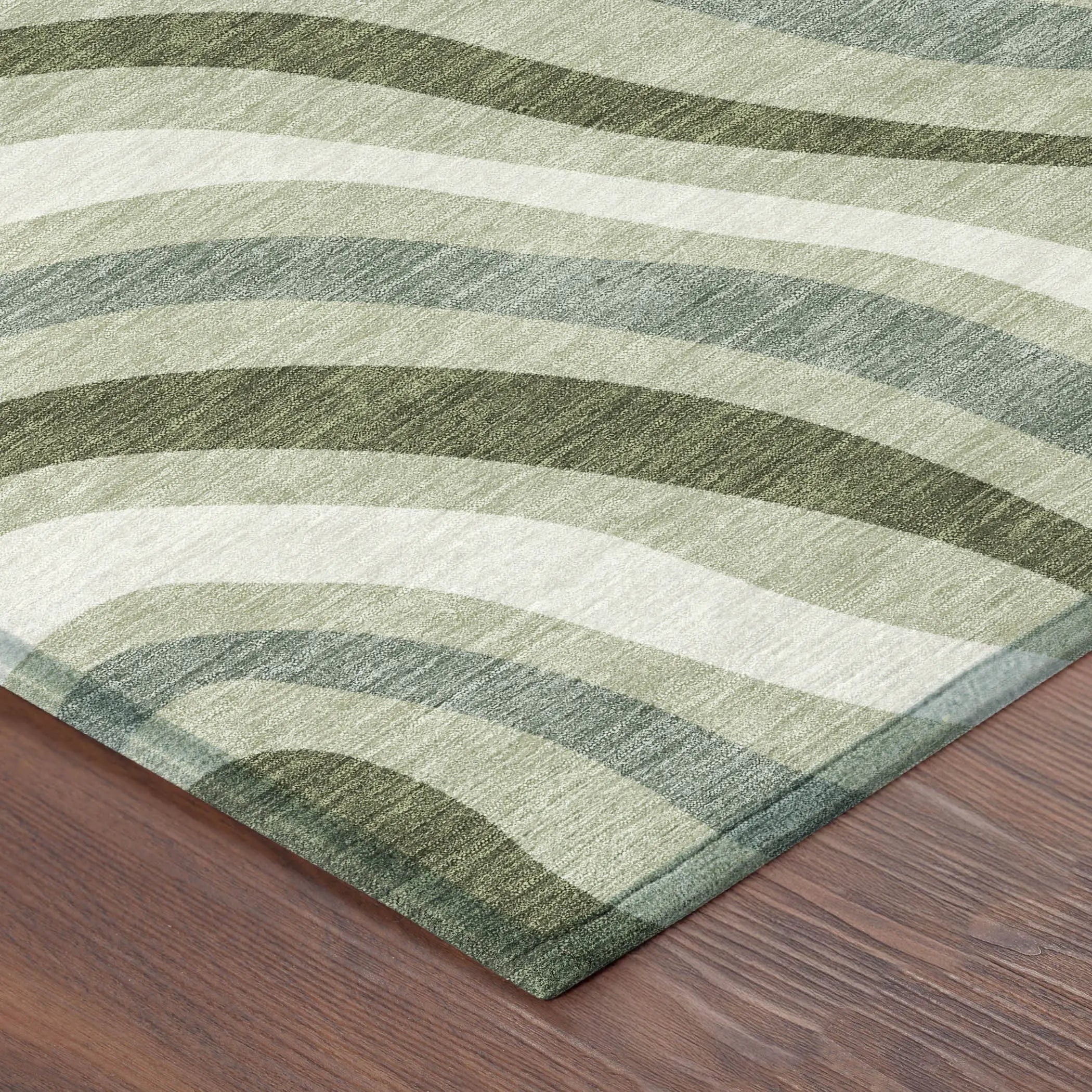 5' X 8' Sage And Green Striped Washable Indoor Outdoor Area Rug Homeroots Outdoor