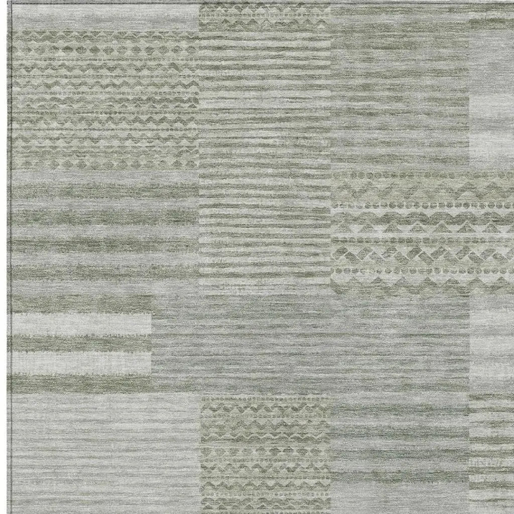 5' X 8' Sage And Green Striped Washable Indoor Outdoor Area Rug Homeroots Outdoor