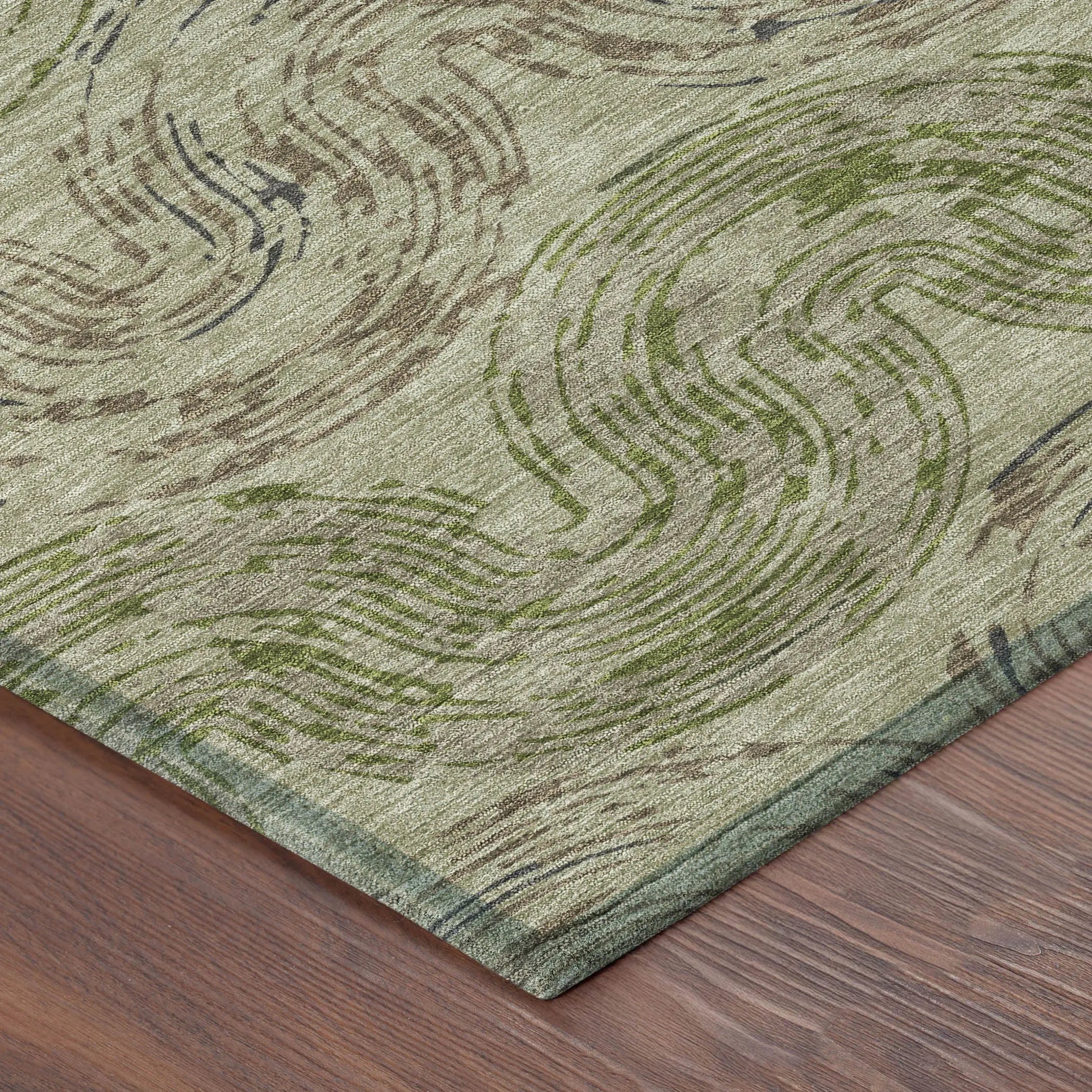 5' X 8' Sage And Olive Green Abstract Washable Indoor Outdoor Area Rug Homeroots Outdoor