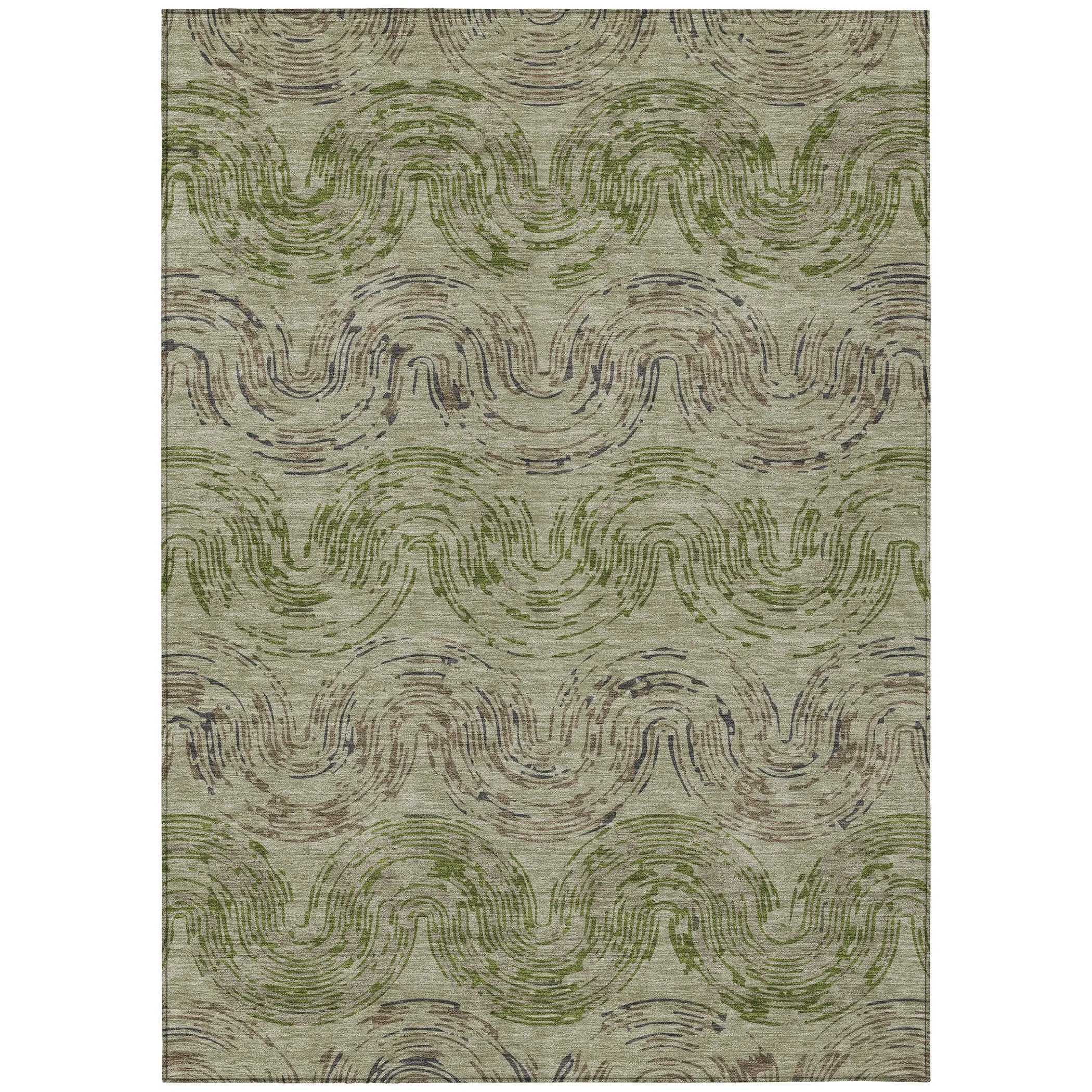 5' X 8' Sage And Olive Green Abstract Washable Indoor Outdoor Area Rug Homeroots Outdoor