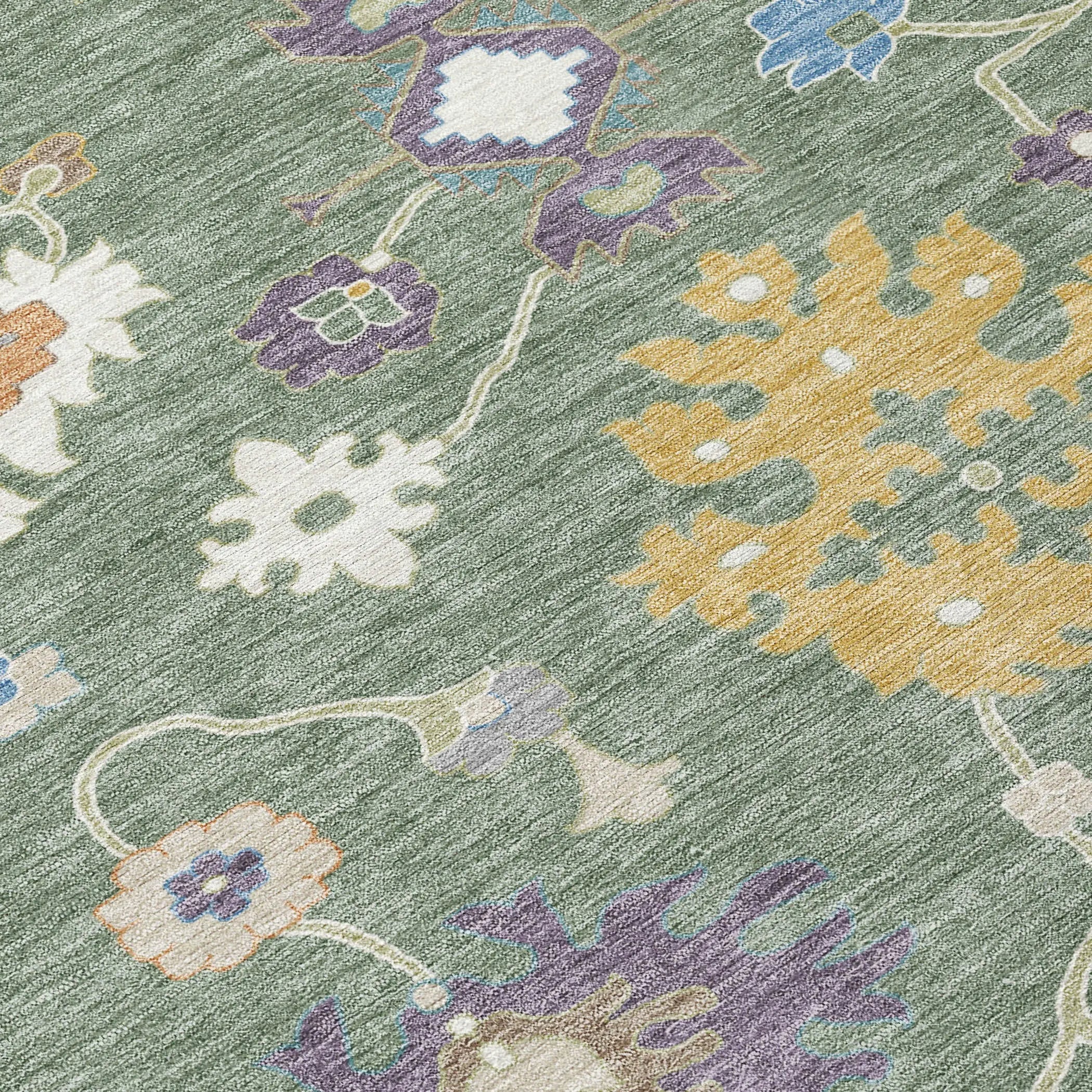 5' X 8' Sage And Orange Oriental Washable Indoor Outdoor Area Rug Homeroots Outdoor