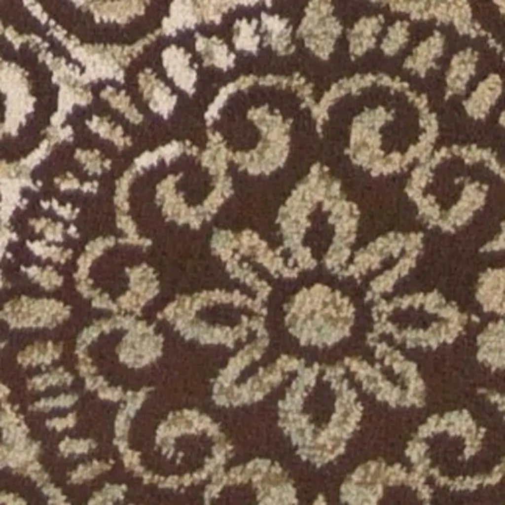 5' X 8' Sage Brown And Ivory Floral Medallion Area Rug Homeroots Home Decor