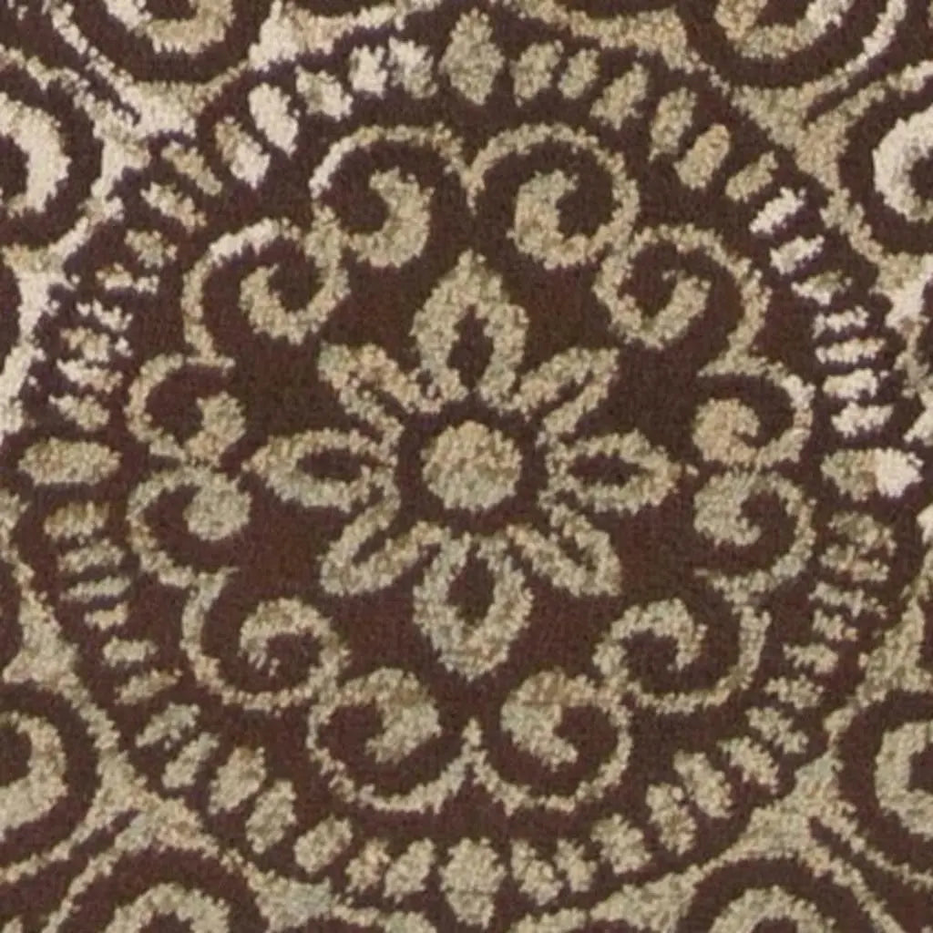 5' X 8' Sage Brown And Ivory Floral Medallion Area Rug Homeroots Home Decor