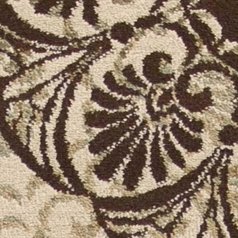 5' X 8' Sage Brown And Ivory Floral Medallion Area Rug Homeroots Home Decor