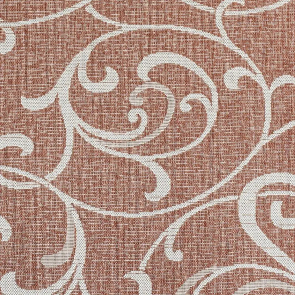 5' X 8' Salmon And Cream Floral Indoor Outdoor Area Rug - GreatEagleInc