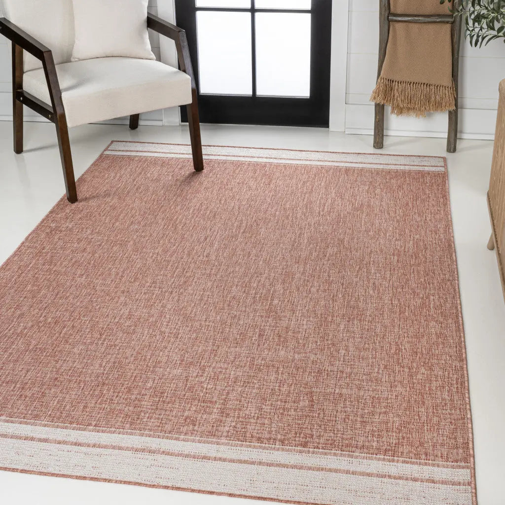 5' X 8' Salmon And Cream Indoor Outdoor Area Rug Homeroots Outdoor