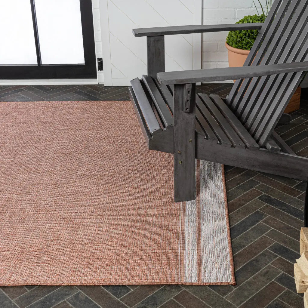 5' X 8' Salmon And Cream Indoor Outdoor Area Rug Homeroots Outdoor