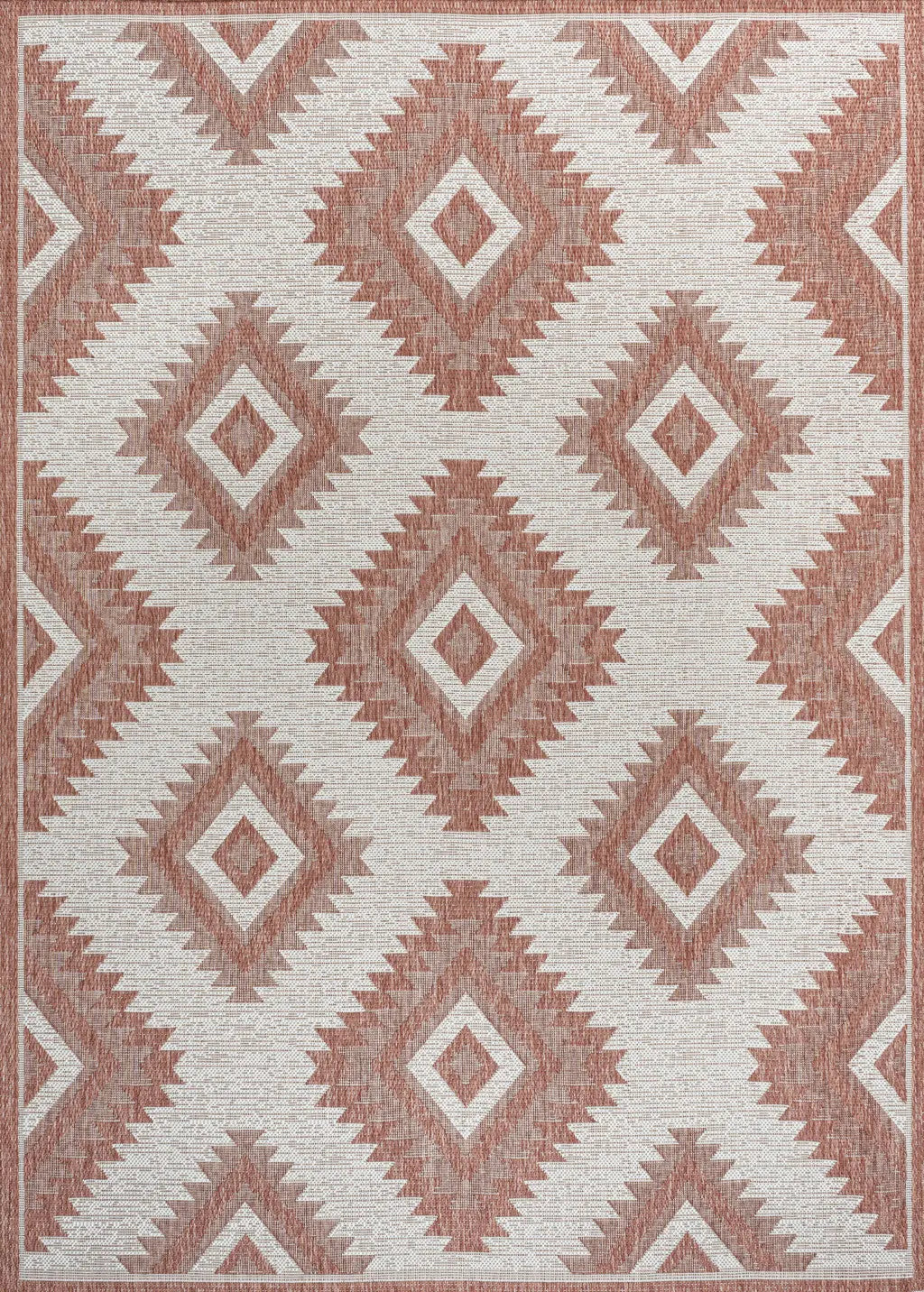 5' X 8' Salmon And Cream Moroccan Indoor Outdoor Area Rug - GreatEagleInc