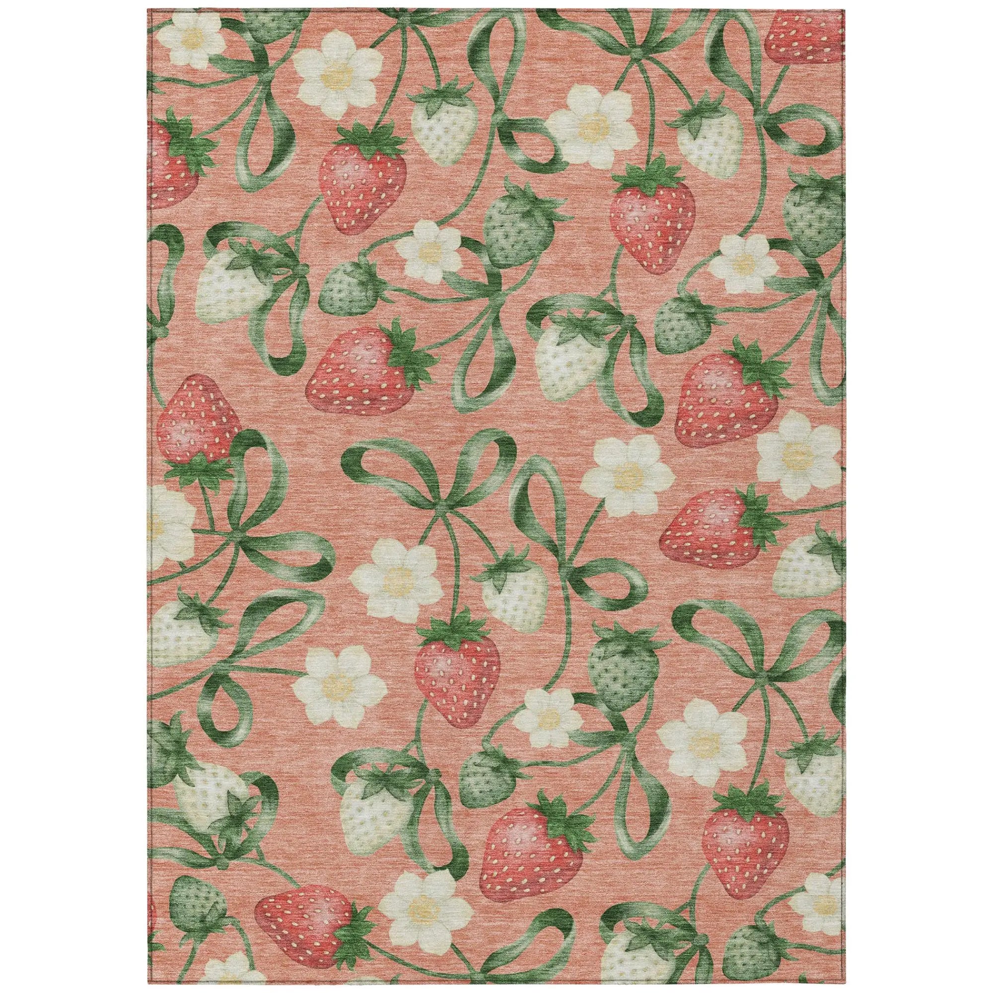 5' X 8' Salmon And Orange Floral Washable Indoor Outdoor Area Rug Homeroots Outdoor