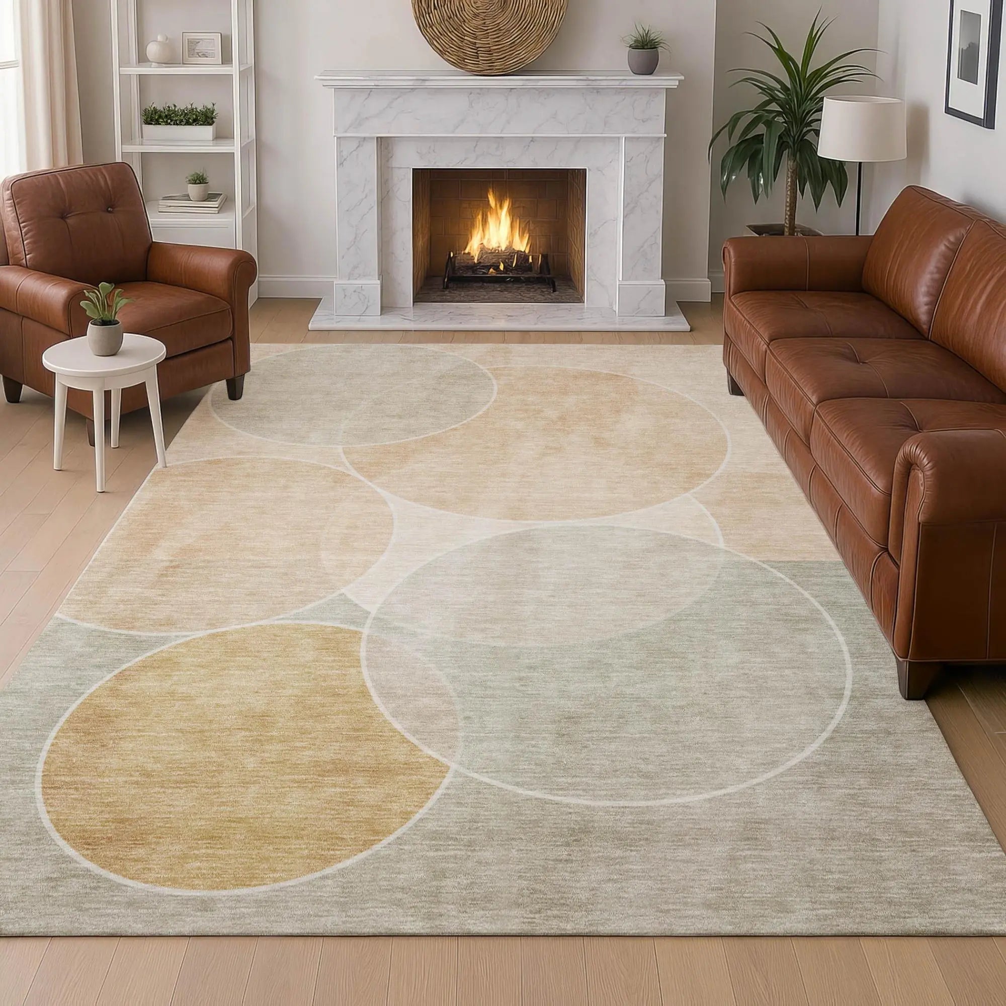 5' X 8' Salmon And Orange Geometric Washable Indoor Outdoor Area Rug Homeroots Outdoor