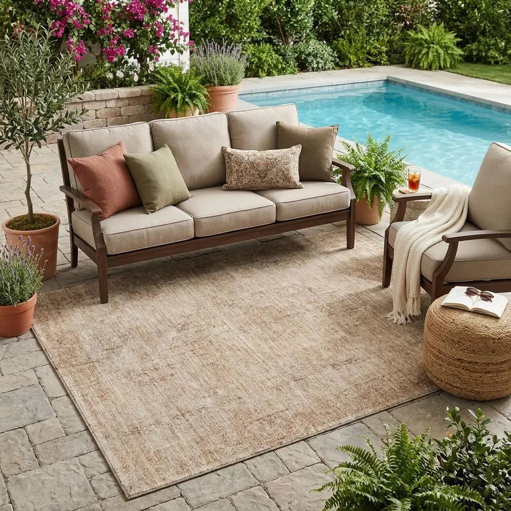 5' X 8' Salmon And Orange Oriental Washable Indoor Outdoor Area Rug Homeroots Outdoor